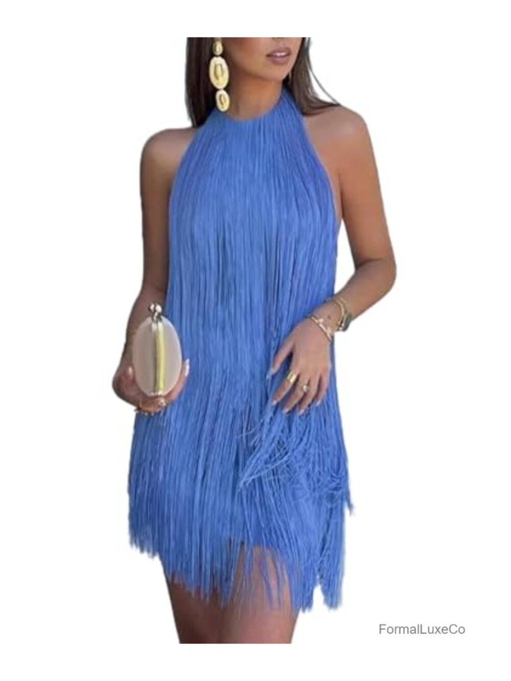 Polyester Flapper Mini Dress Sleeveless Backless Cocktail Party